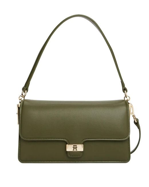Tommy Hilfiger Green Th-Debossed Shoulder Bag