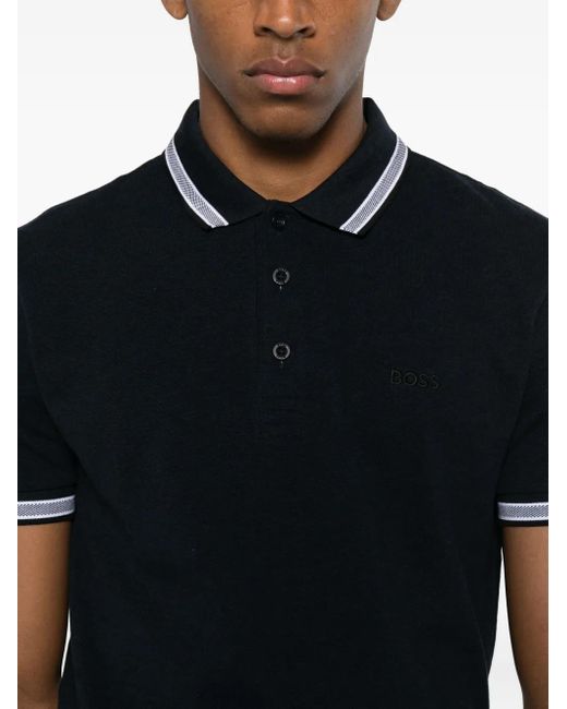 Polo Con Bordo A Contrasto di Boss in Black da Uomo