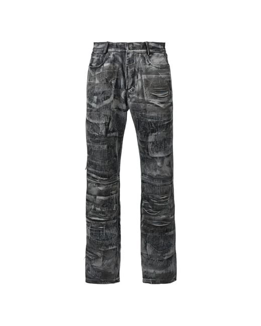 424 Gray Distressed Leather Trousers for men