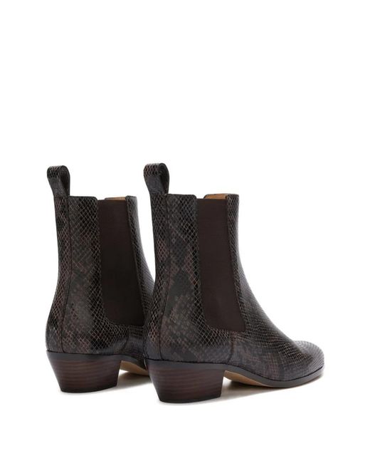 Odissi Black Ella Python-Effect Pull-Tab Bootie