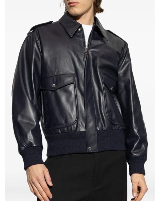 Givenchy Gray Leather Jacket for men