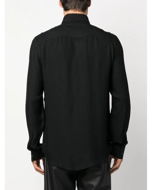 Patrizia Pepe Black Long-Sleeved Twill Shirt for men