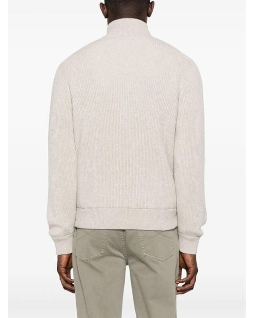 Brunello Cucinelli White High-Neck Jacket for men