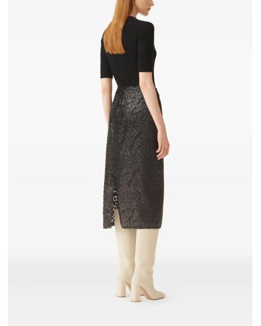 Fabiana Filippi Black Textured Rear-Vent Midi Skirt