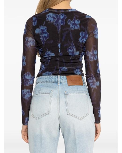 Rag & Bone Blue Floral-Print Long-Sleeves Top