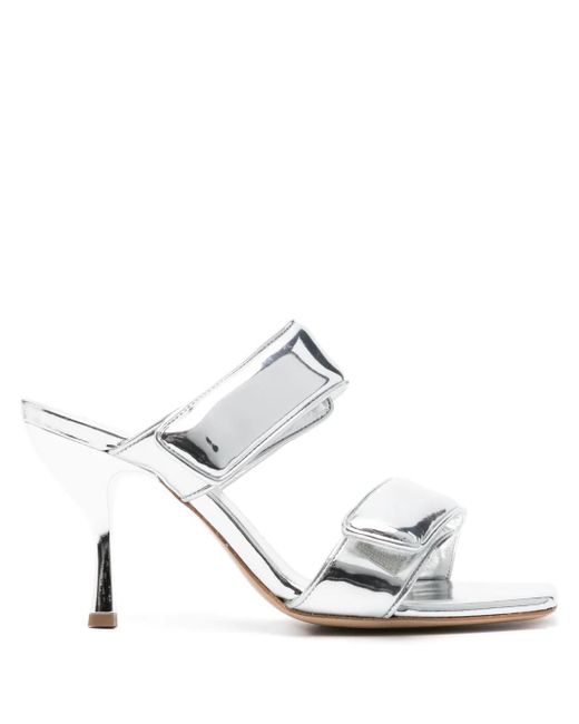 Gia Borghini White 80Mm Perni 03 Laminated Sandals