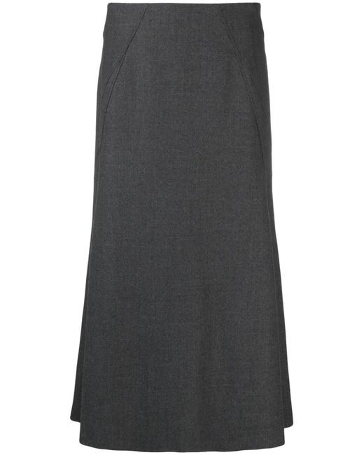 Alberta Ferretti Gray A-Line High-Waist Midi Skirt