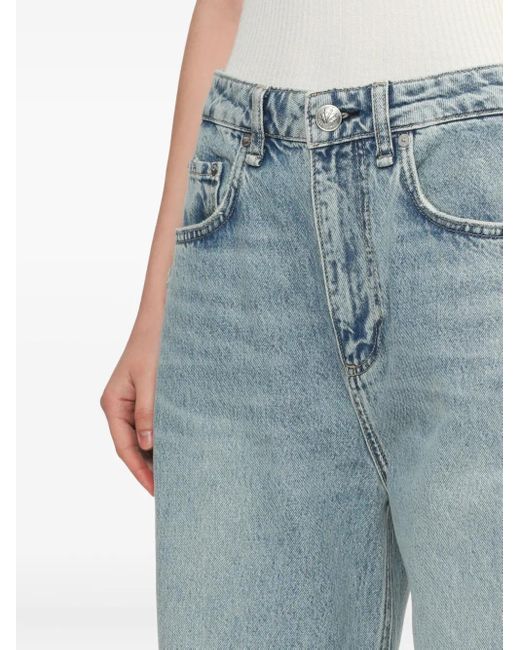 Rag & Bone Blue Charlie Panelled Frayed Jeans