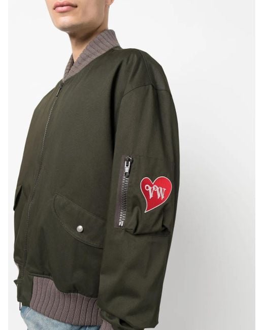 Vivienne Westwood Green Embroidered Bomber Jacket for men