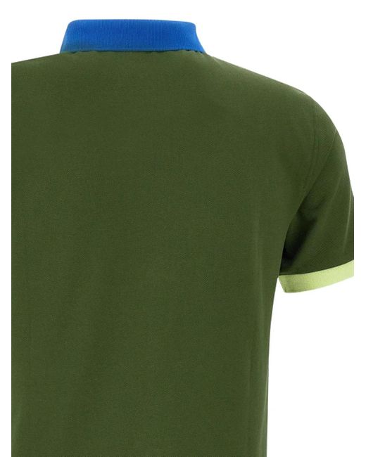 Sun 68 Green Colour-Blocked Polo Shirt for men