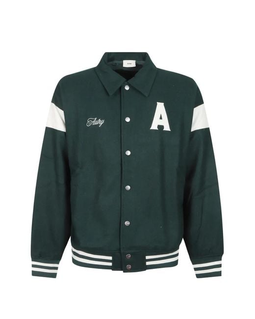 Autry Green Logo-Patch Varsity Jacket