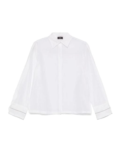 Peserico White Hemd Mit Perlendetail