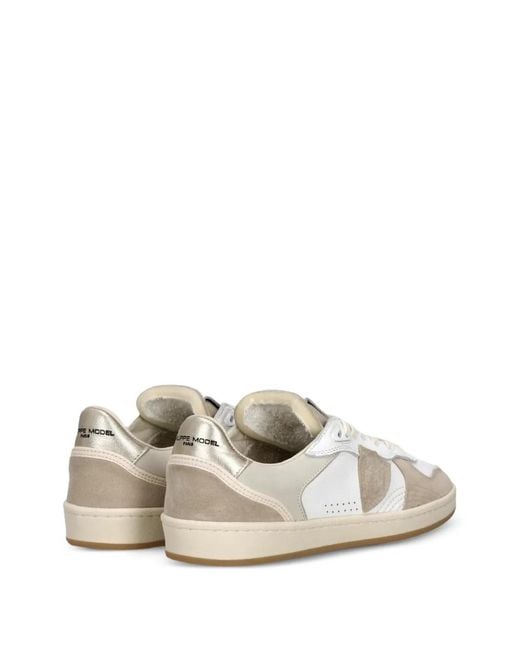 Philippe Model White Logo-Patch Panelled Sneakers
