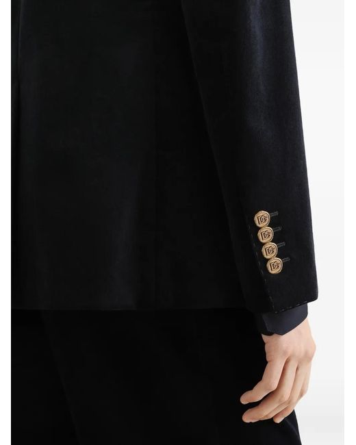 Dolce & Gabbana Black Portofino Double-Breasted Velvet Jacket for men