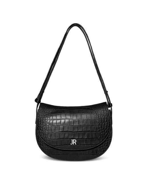 John Richmond Black Croc-Effect Shoulder Bag