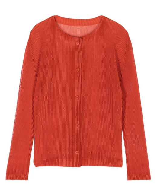 Pleats Please Issey Miyake Tatami July カーディガン レッド | Lyst 