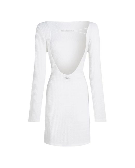 Karl Lagerfeld White Textured Faux-Pearl Beach Dress