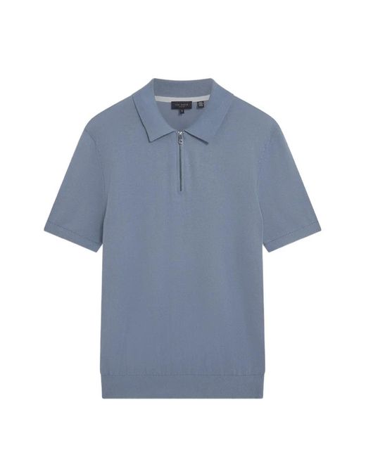 Ted Baker Blue Givrans Zip-Up Polo Shirt for men
