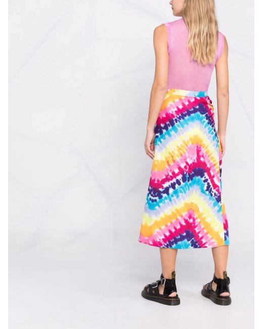 KENZO White Tie-Dye Wrap Midi Skirt