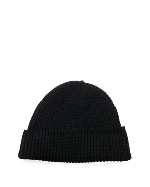 Chrome Hearts Black Hit & Run Waffle-Knit Beanie Hat for men