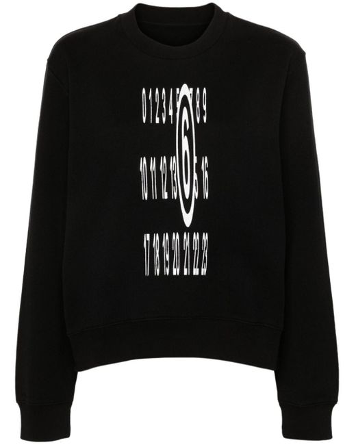 MM6 by Maison Martin Margiela Black Numbers-motif Cotton Sweatshirt