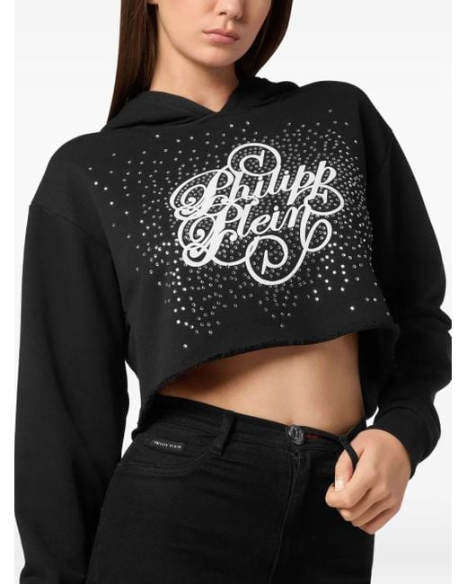 Philipp Plein Black Rhinestone-Embellished Hoodie