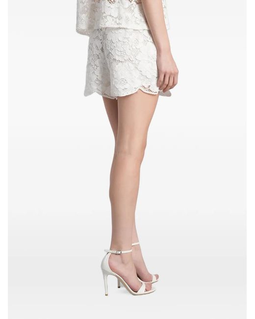 Alice + Olivia White Kenley Lace Scalloped-Hem Shorts