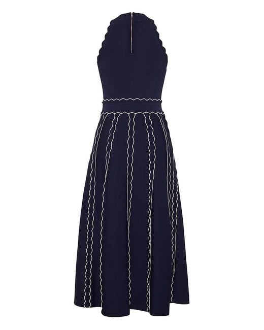Cara Cara Blue Rosendale Scalloped Knitted Midi Dress