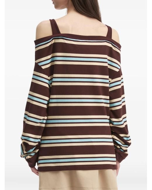 B+ AB Red Striped Off-Shoulder Top