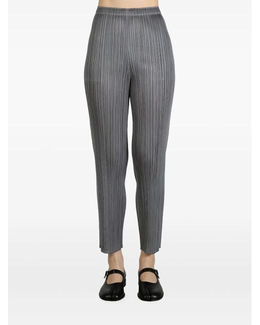 Pleats Please Issey Miyake Gray Pleated Trousers