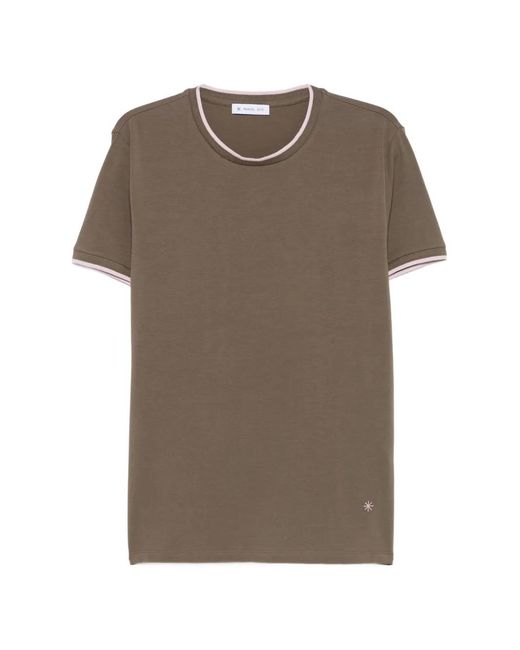 Manuel Ritz Brown Contrast-Trim T-Shirt for men