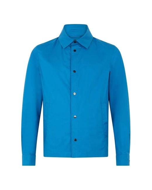 Herno Blue Button-Front Shirt Jacket for men