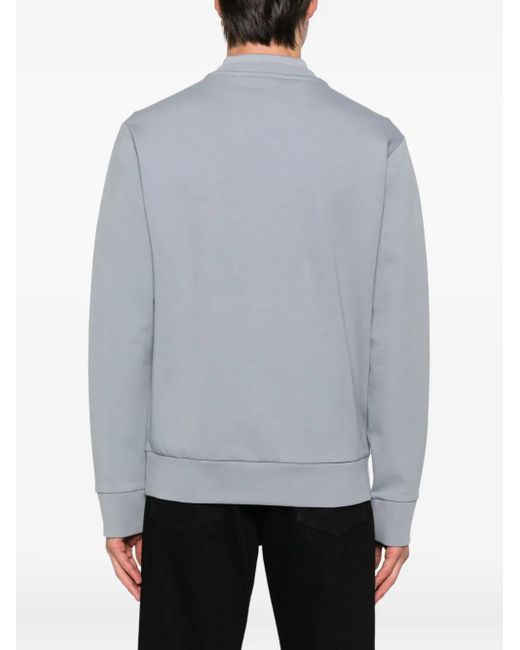 Boss Gray Logo-Embellished Crew-Neck Sweatshirt for men