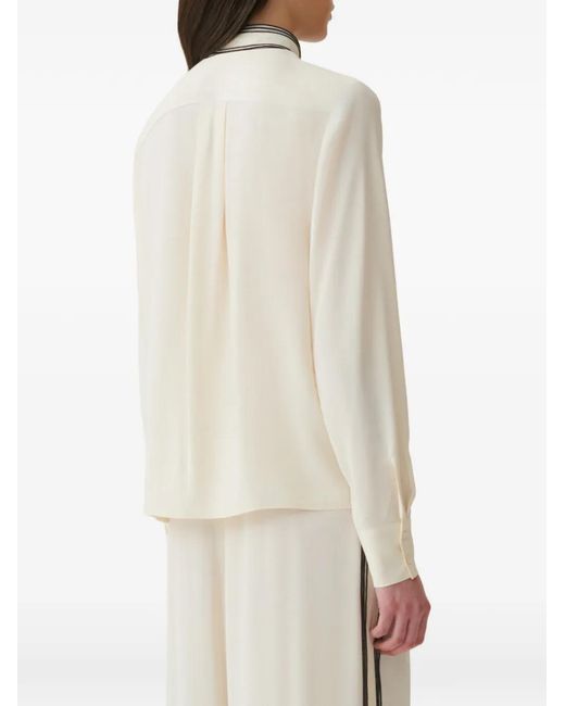 Fabiana Filippi White Blouse Rayée À Col Noué