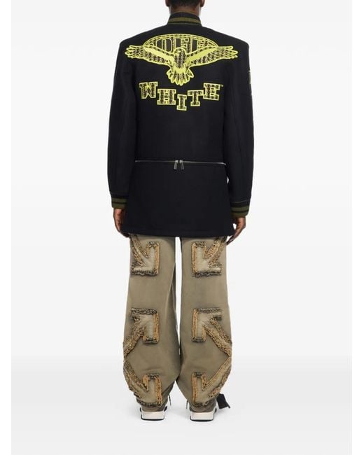 Off-White c/o Virgil Abloh Black Embroidered Coat for men