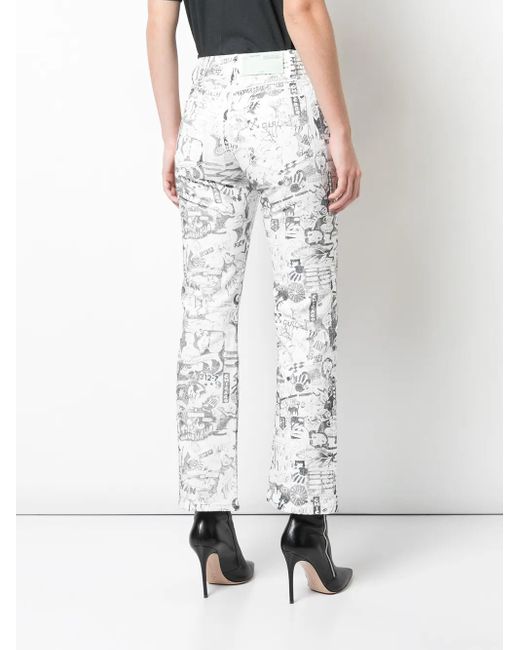 Off-White c/o Virgil Abloh Gray Cartoon-Printed Straight Jeans