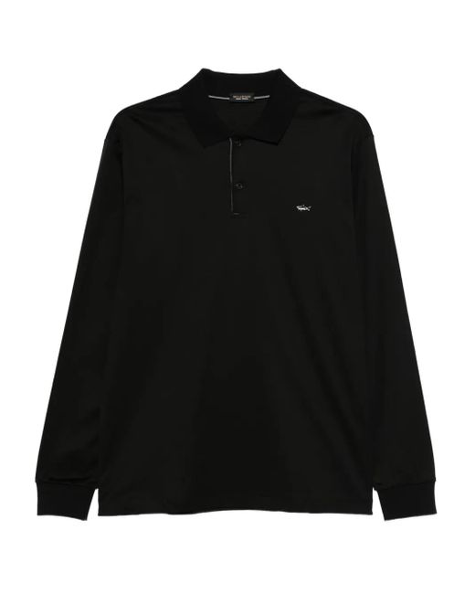 Polo Con Ricamo A Maniche Lunghe di Paul & Shark in Black da Uomo