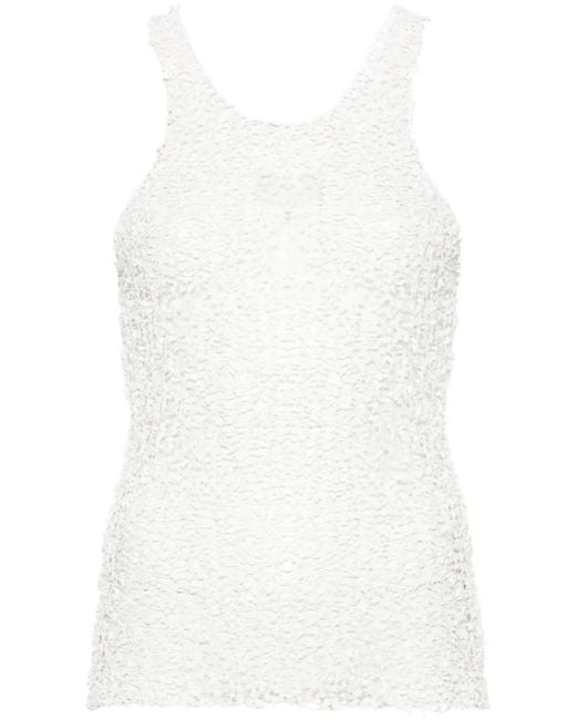 Maison Margiela White Sheer Open Tank Top