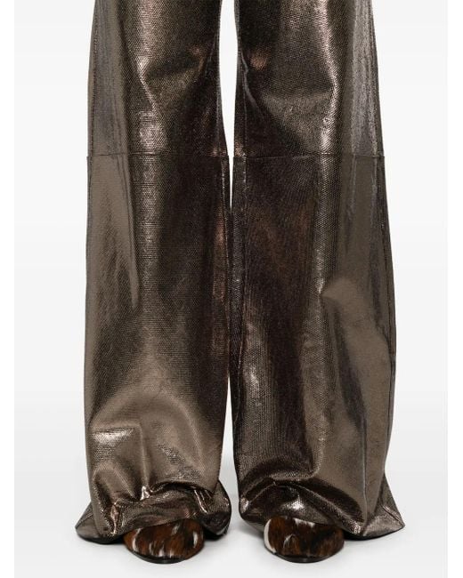 Forte_forte Gray Texture Leather Trousers