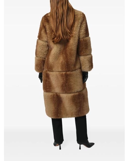 Apparis Brown Sylke Single-Breasted Faux-Fur Coat