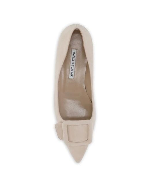 Manolo Blahnik Natural Ballerines À Bout Pointu Et Détail De Boucle