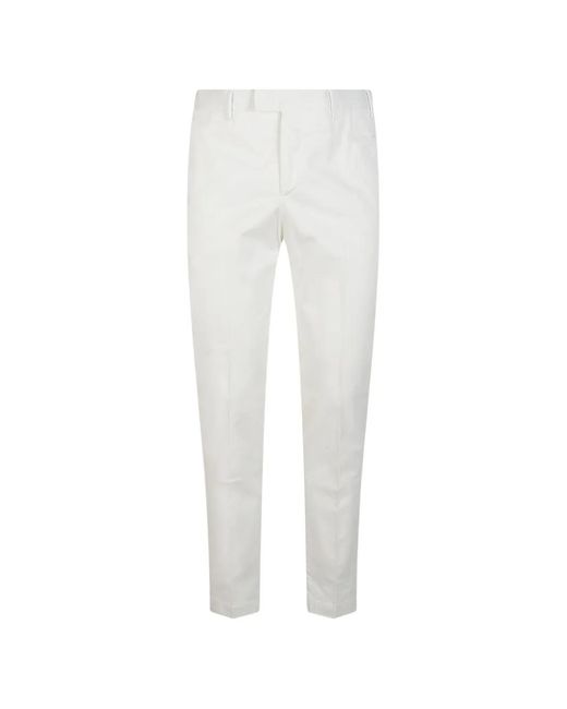 PT Torino White Cotton Trousers for men