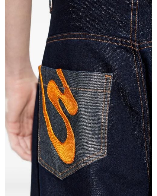 PDF Blue Embroidered Jeans for men