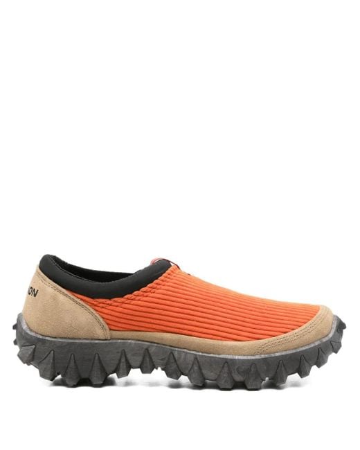 Salomon Brown Ribbed Slip-On Sneakers