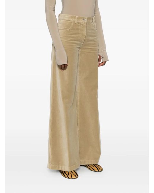 Aspesi Natural Wide-Leg Velvet Trousers