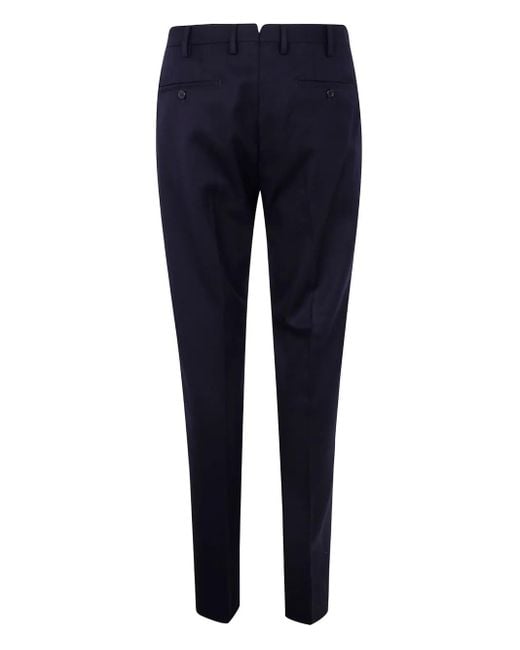 Incotex Blue Pressed-Crease Trousers for men