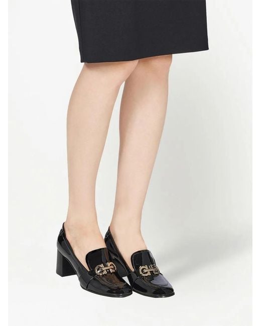 Ferragamo Blue Olivia Patent-Leather 60Mm Loafers