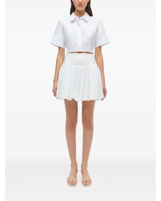 Jonathan Simkhai White Pippa Bubble-Hem Mini Skirt