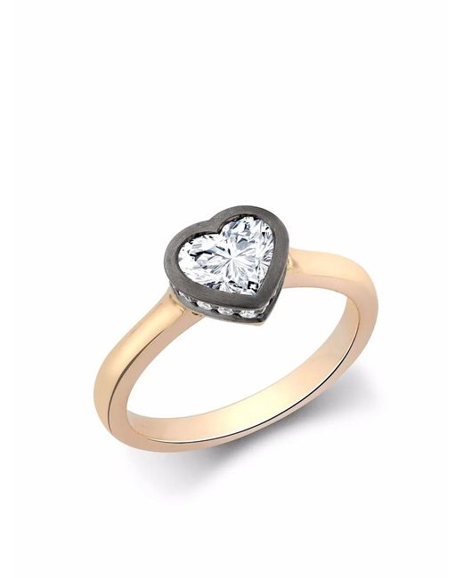 Pragnell White 18Kt Rose And Blackened Legacy Heart-Shaped Diamond Ring