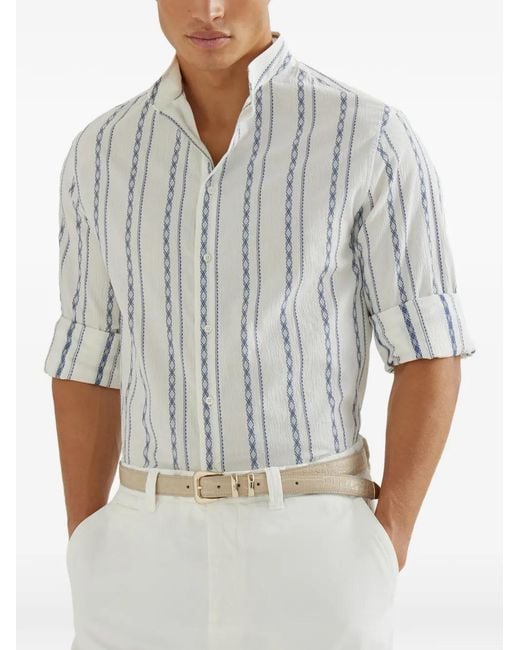 Brunello Cucinelli Blue Long-Sleeves Shirt for men
